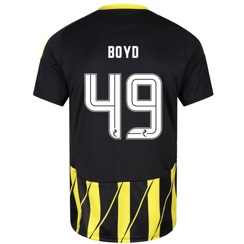 Danxen Uomo Maglia Fletcher Boyd #49 Nero Giallo Kit Gara Away 2024/25 Maglietta