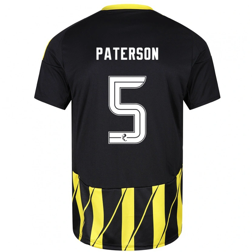 Danxen Uomo Maglia Donna Paterson #5 Nero Giallo Kit Gara Away 2024/25 Maglietta