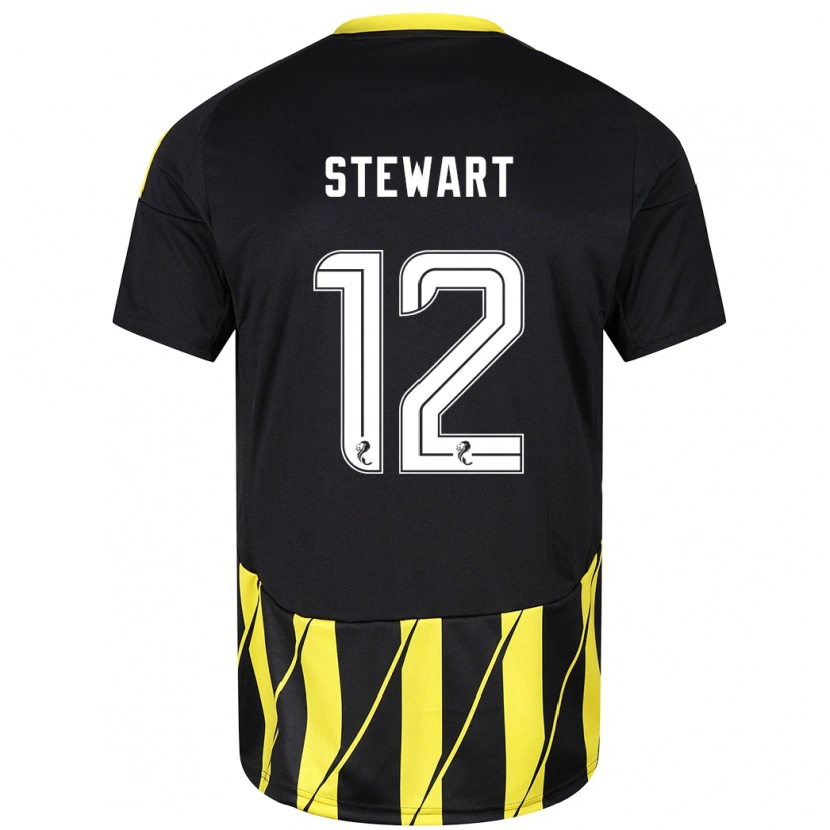 Danxen Uomo Maglia Hannah Stewart #12 Nero Giallo Kit Gara Away 2024/25 Maglietta