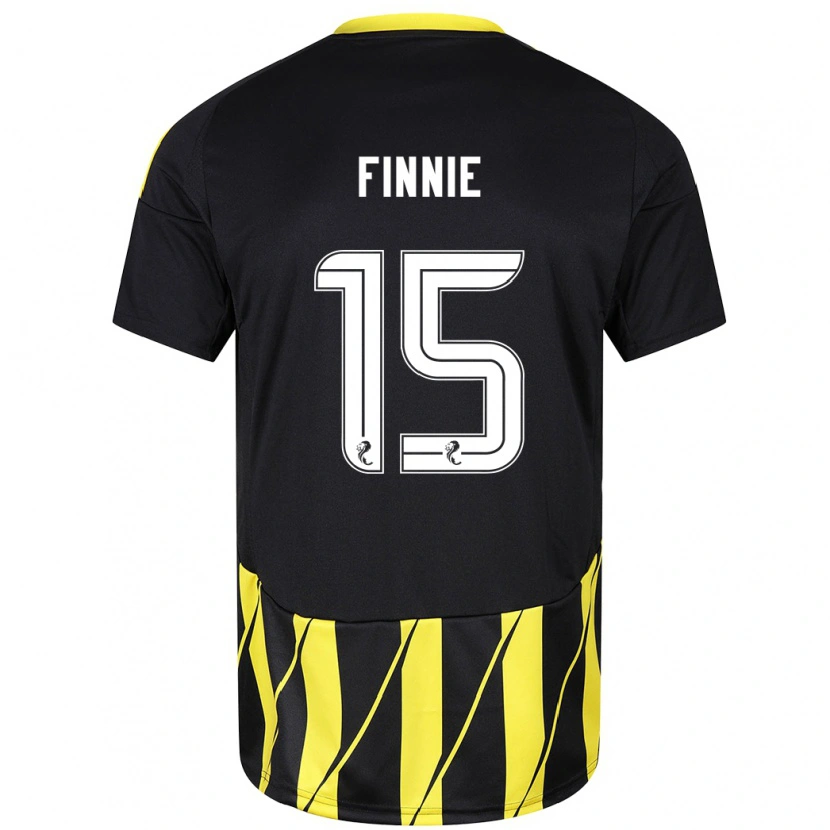Danxen Uomo Maglia Maddison Finnie #15 Nero Giallo Kit Gara Away 2024/25 Maglietta