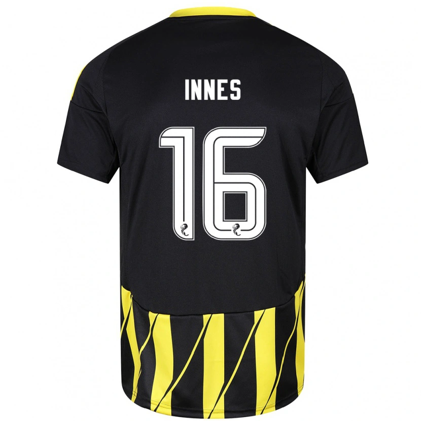 Danxen Uomo Maglia Hannah Innes #16 Nero Giallo Kit Gara Away 2024/25 Maglietta