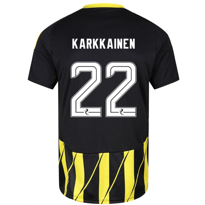 Danxen Uomo Maglia Elena Kärkkäinen #22 Nero Giallo Kit Gara Away 2024/25 Maglietta