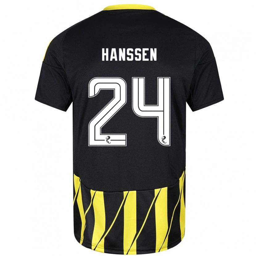 Danxen Uomo Maglia Nadine Hanssen #24 Nero Giallo Kit Gara Away 2024/25 Maglietta