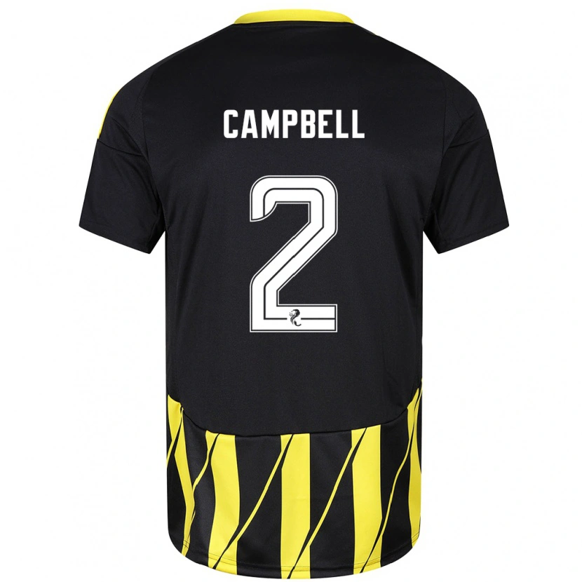 Danxen Uomo Maglia Loren Campbell #2 Nero Giallo Kit Gara Away 2024/25 Maglietta