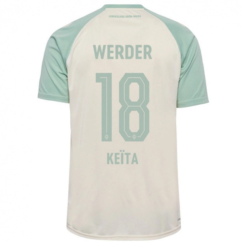 Danxen Uomo Maglia Naby Keïta #18 Bianco Sporco Verde Chiaro Kit Gara Away 2024/25 Maglietta