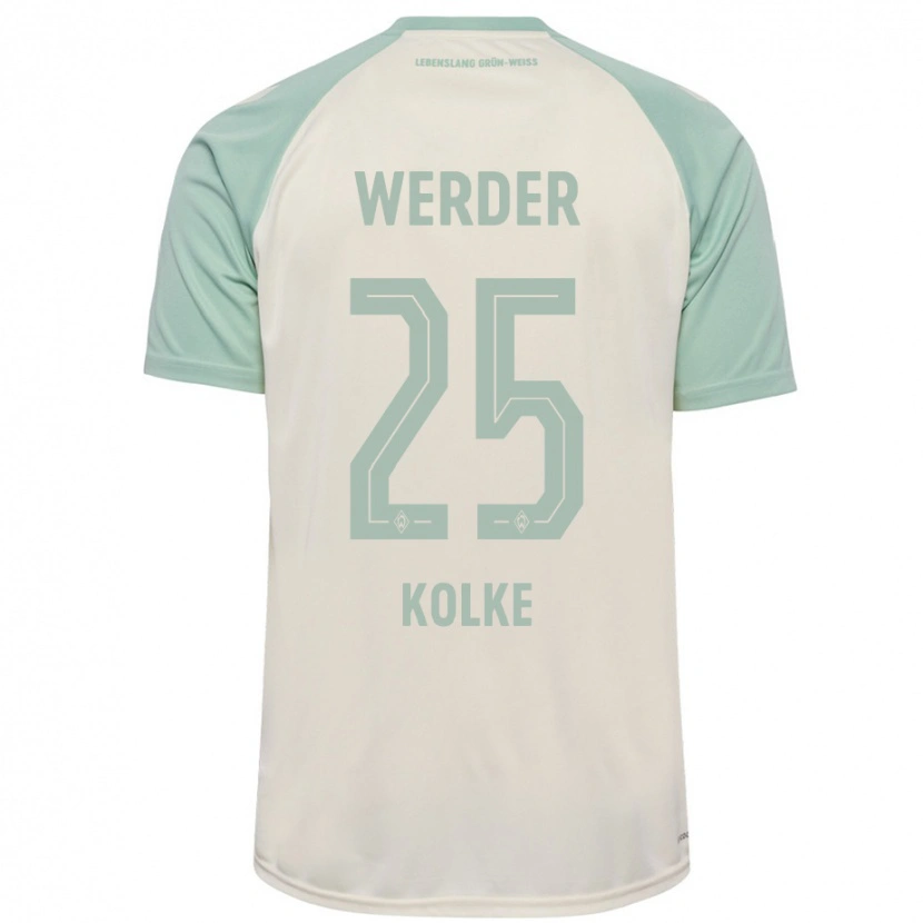 Danxen Uomo Maglia Markus Kolke #25 Bianco Sporco Verde Chiaro Kit Gara Away 2024/25 Maglietta