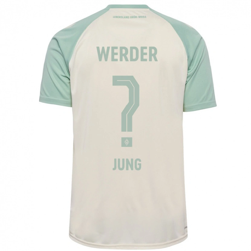 Danxen Uomo Maglia Hugo Jung #0 Bianco Sporco Verde Chiaro Kit Gara Away 2024/25 Maglietta