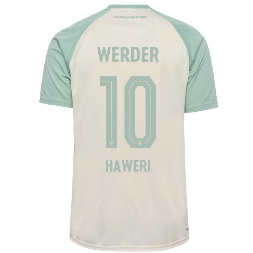 Danxen Uomo Maglia Adrian Haweri #10 Bianco Sporco Verde Chiaro Kit Gara Away 2024/25 Maglietta