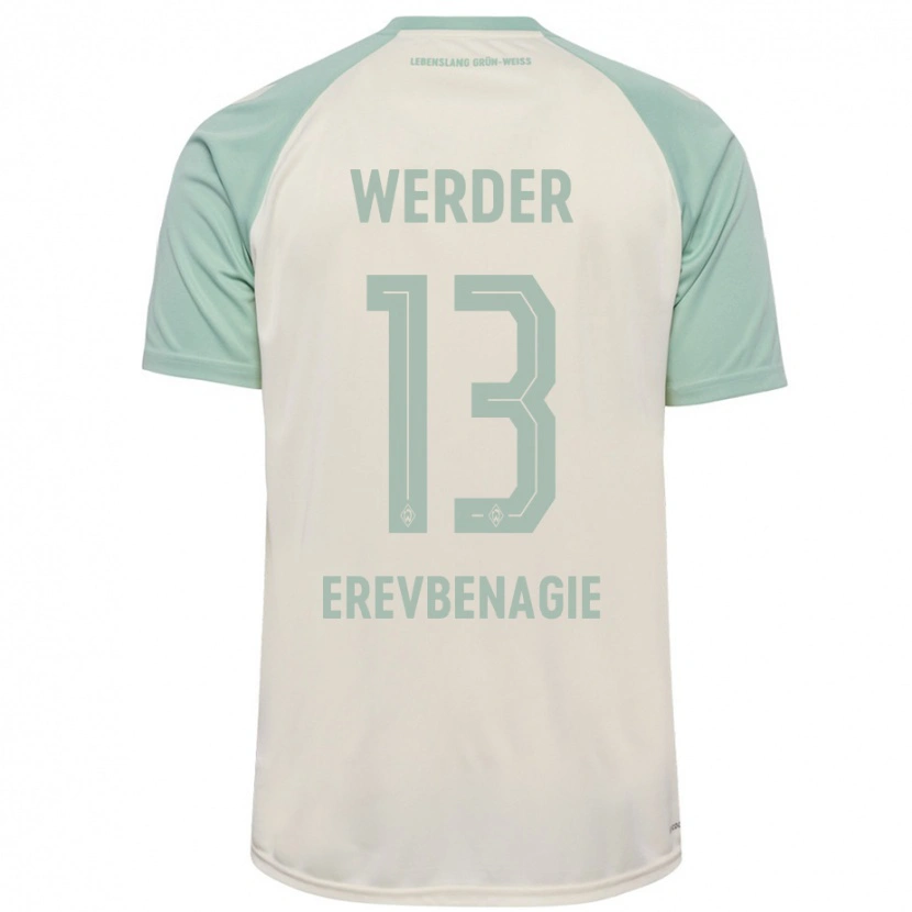 Danxen Uomo Maglia Paul Erevbenagie #13 Bianco Sporco Verde Chiaro Kit Gara Away 2024/25 Maglietta