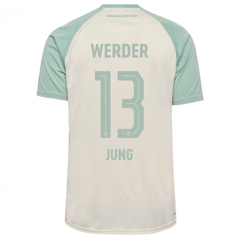 Danxen Uomo Maglia Seong-Hyeon Jung #13 Bianco Sporco Verde Chiaro Kit Gara Away 2024/25 Maglietta