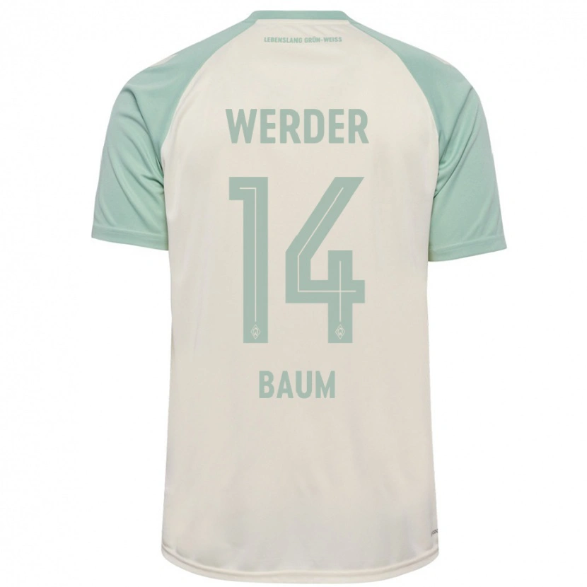 Danxen Uomo Maglia Lennart Baum #14 Bianco Sporco Verde Chiaro Kit Gara Away 2024/25 Maglietta