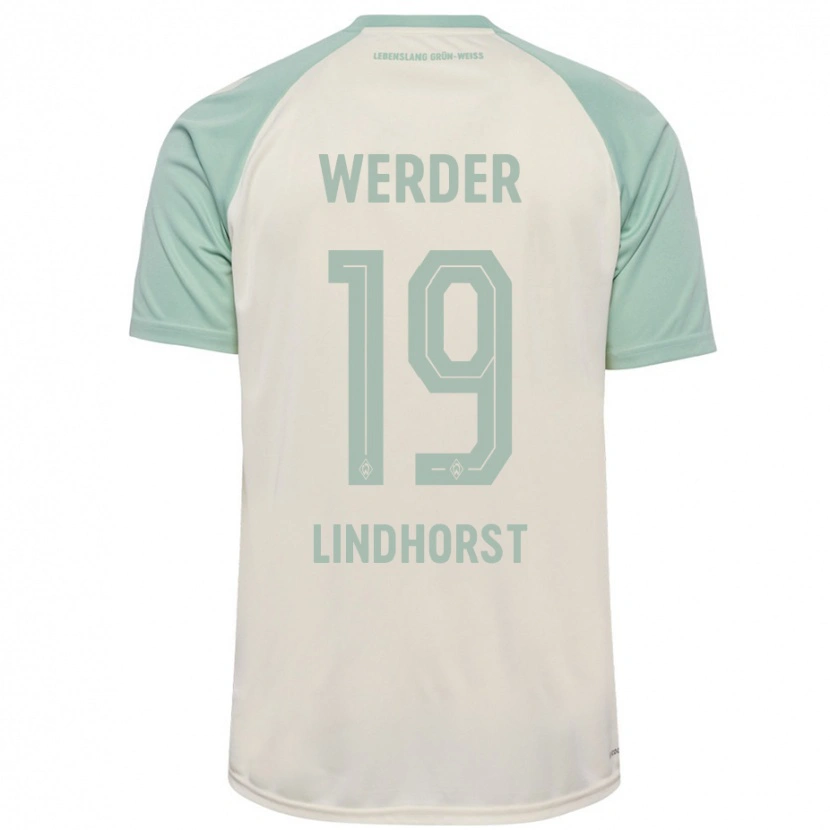 Danxen Uomo Maglia Jerrit Lindhorst #19 Bianco Sporco Verde Chiaro Kit Gara Away 2024/25 Maglietta