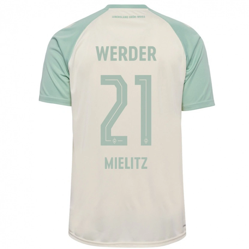 Danxen Uomo Maglia Sebastian Mielitz #21 Bianco Sporco Verde Chiaro Kit Gara Away 2024/25 Maglietta