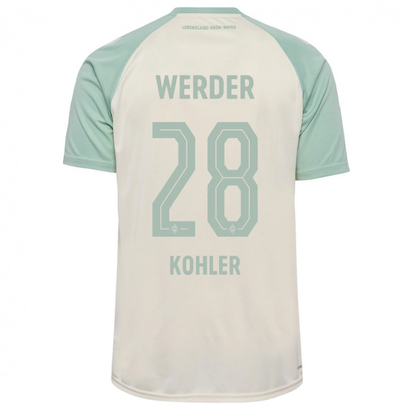 Danxen Uomo Maglia Ethan Kohler #28 Bianco Sporco Verde Chiaro Kit Gara Away 2024/25 Maglietta