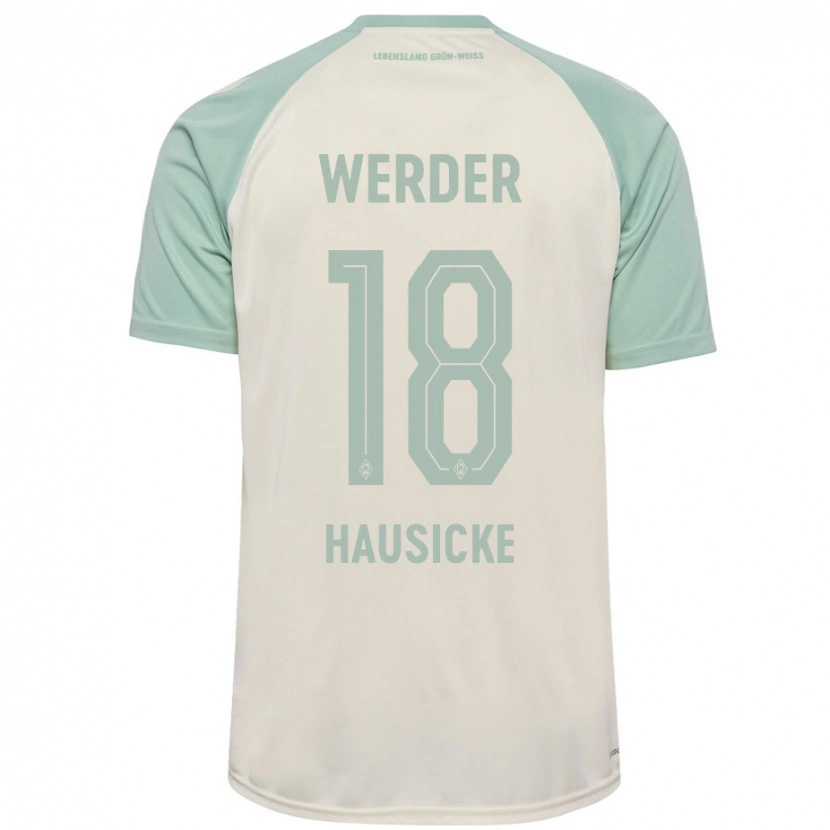 Danxen Uomo Maglia Lina Hausicke #18 Bianco Sporco Verde Chiaro Kit Gara Away 2024/25 Maglietta