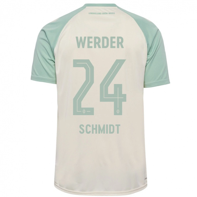 Danxen Uomo Maglia Lara Schmidt #24 Bianco Sporco Verde Chiaro Kit Gara Away 2024/25 Maglietta