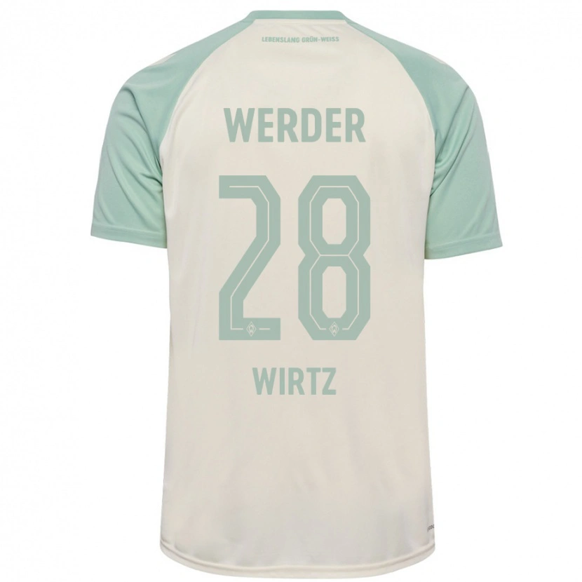 Danxen Uomo Maglia Juliane Wirtz #28 Bianco Sporco Verde Chiaro Kit Gara Away 2024/25 Maglietta