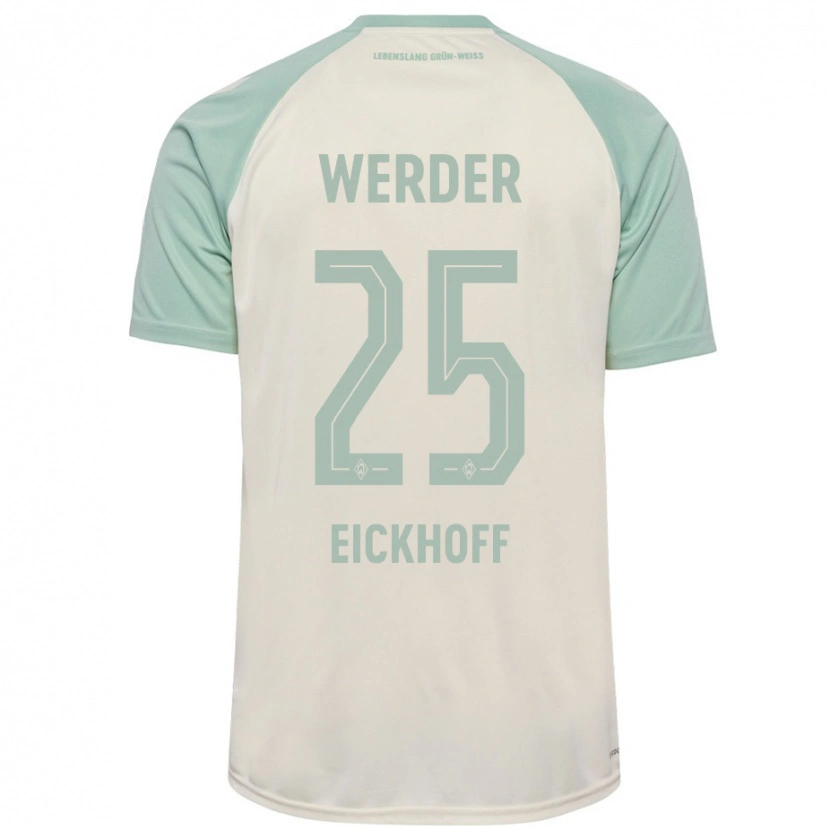 Danxen Uomo Maglia Mika Eickhoff #25 Bianco Sporco Verde Chiaro Kit Gara Away 2024/25 Maglietta