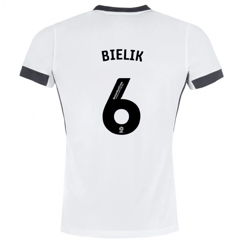 Danxen Uomo Maglia Krystian Bielik #6 Bianco Nero Kit Gara Away 2024/25 Maglietta