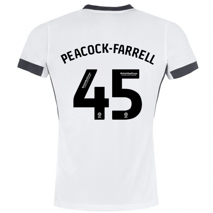 Danxen Uomo Maglia Bailey Peacock-Farrell #45 Bianco Nero Kit Gara Away 2024/25 Maglietta