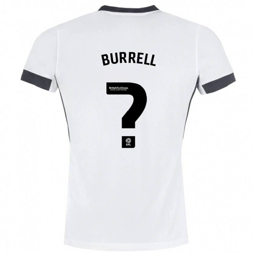 Danxen Uomo Maglia Will Burrell #0 Bianco Nero Kit Gara Away 2024/25 Maglietta