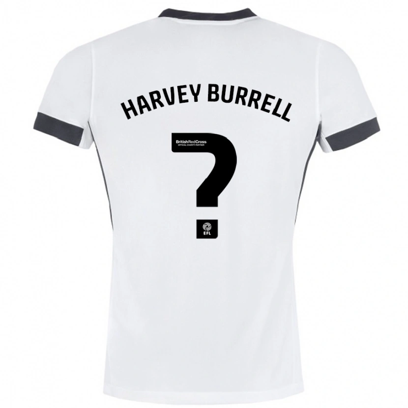 Danxen Uomo Maglia William Harvey Burrell #0 Bianco Nero Kit Gara Away 2024/25 Maglietta
