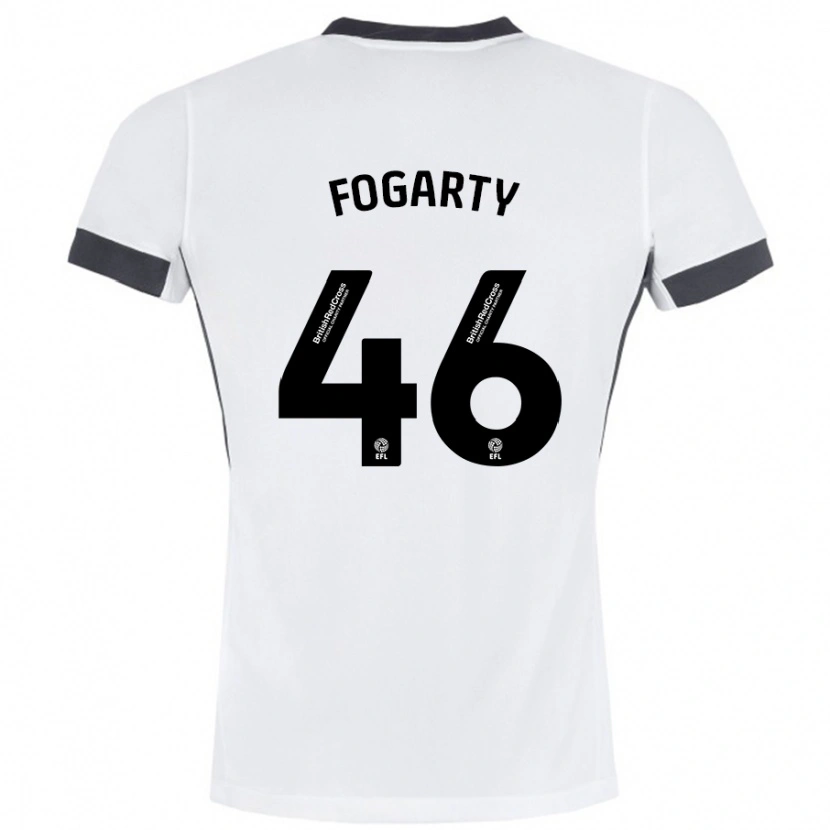 Danxen Uomo Maglia Tom Fogarty #46 Bianco Nero Kit Gara Away 2024/25 Maglietta