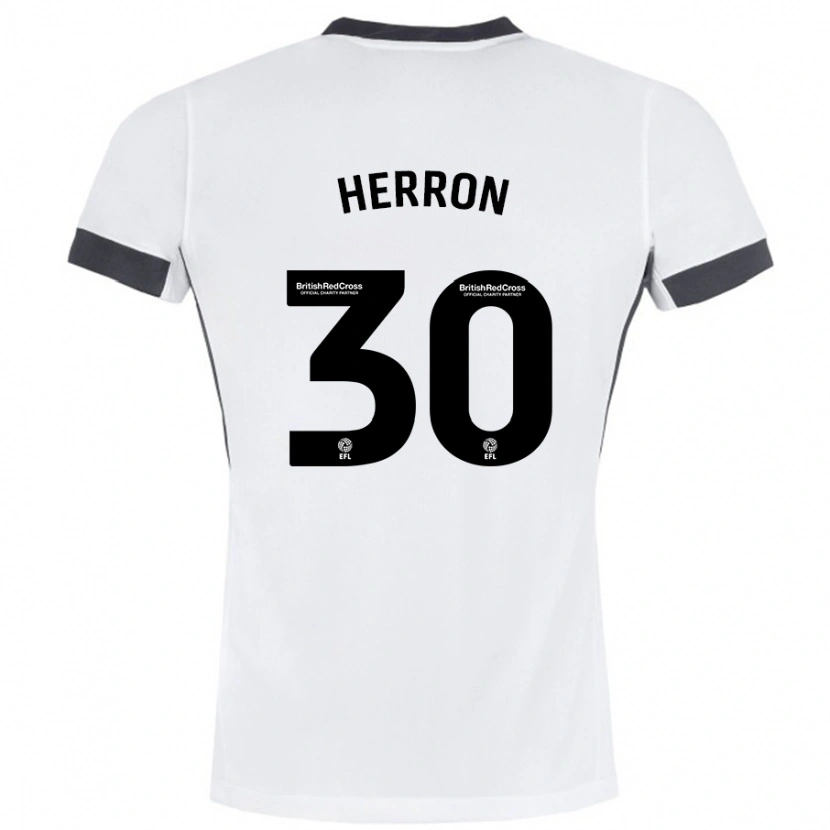 Danxen Uomo Maglia Neve Herron #30 Bianco Nero Kit Gara Away 2024/25 Maglietta