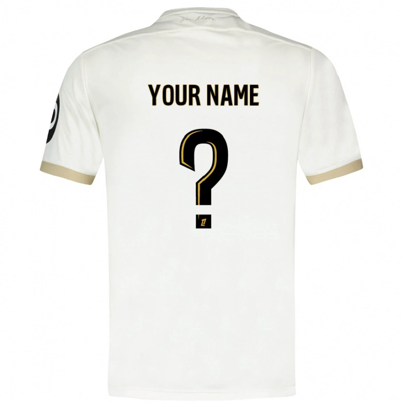 Danxen Uomo Maglia Il Tuo Nome #0 Bianco Oro Kit Gara Away 2024/25 Maglietta