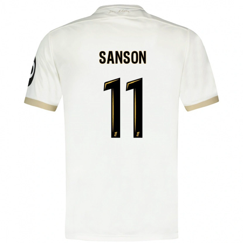 Danxen Uomo Maglia Morgan Sanson #11 Bianco Oro Kit Gara Away 2024/25 Maglietta