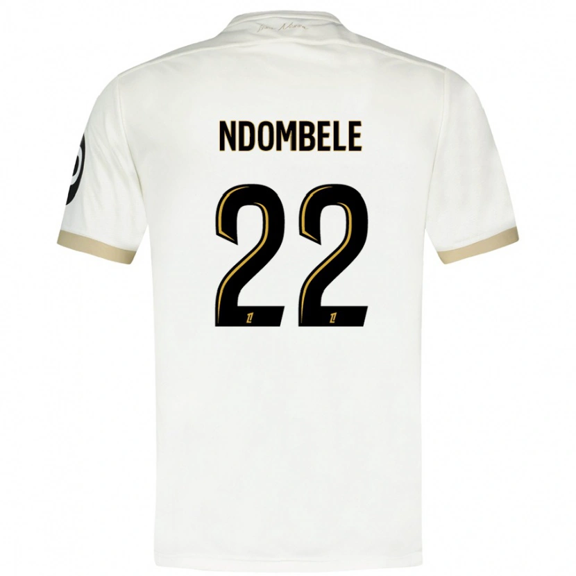 Danxen Uomo Maglia Tanguy Ndombélé #22 Bianco Oro Kit Gara Away 2024/25 Maglietta