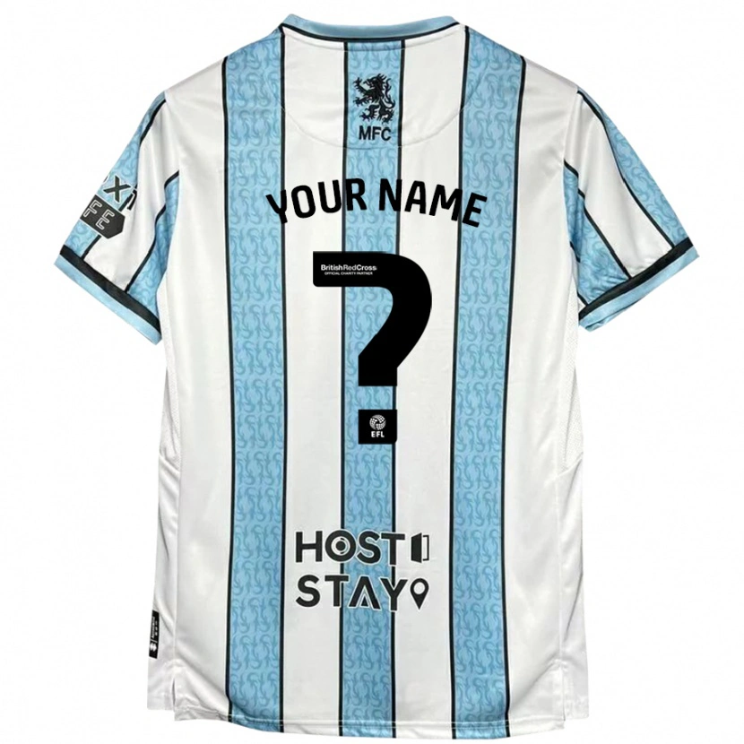 Danxen Uomo Maglia Il Tuo Nome #0 Bianco Blu Kit Gara Away 2024/25 Maglietta