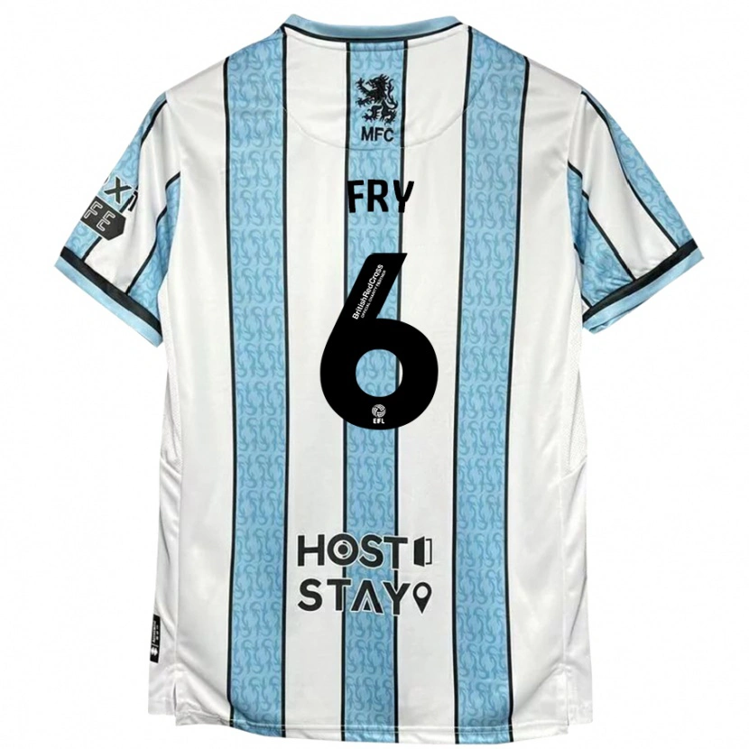 Danxen Uomo Maglia Dael Fry #6 Bianco Blu Kit Gara Away 2024/25 Maglietta