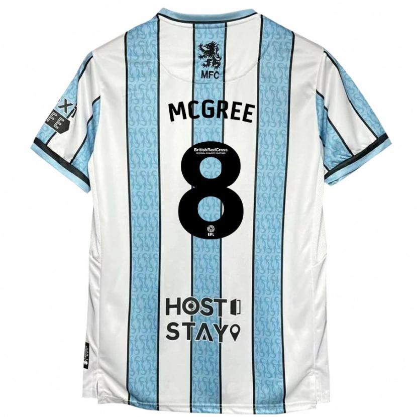 Danxen Uomo Maglia Riley Mcgree #8 Bianco Blu Kit Gara Away 2024/25 Maglietta