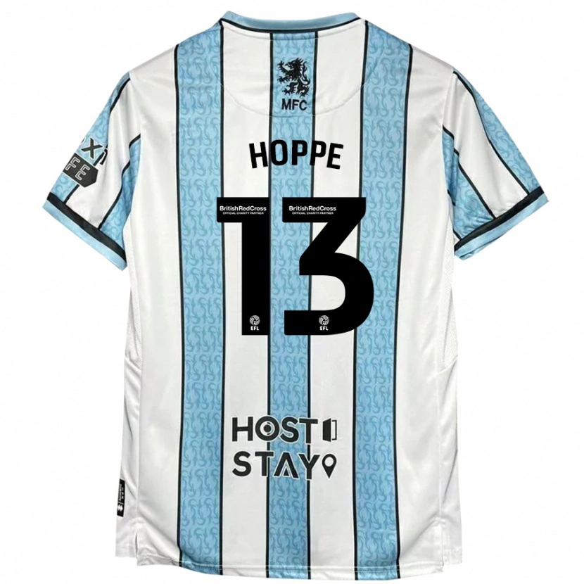 Danxen Uomo Maglia Matthew Hoppe #13 Bianco Blu Kit Gara Away 2024/25 Maglietta