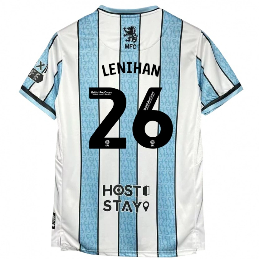 Danxen Uomo Maglia Darragh Lenihan #26 Bianco Blu Kit Gara Away 2024/25 Maglietta