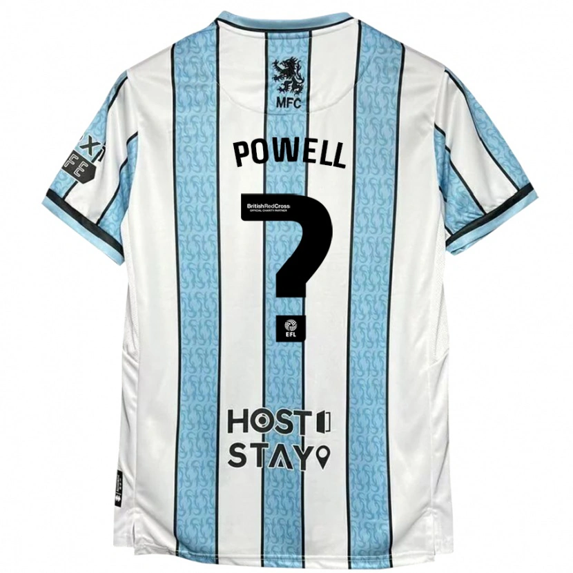 Danxen Uomo Maglia Rio Patterson-Powell #0 Bianco Blu Kit Gara Away 2024/25 Maglietta