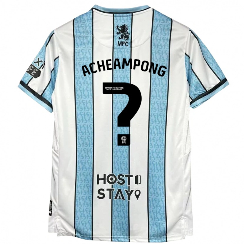 Danxen Uomo Maglia Prince Acheampong #0 Bianco Blu Kit Gara Away 2024/25 Maglietta