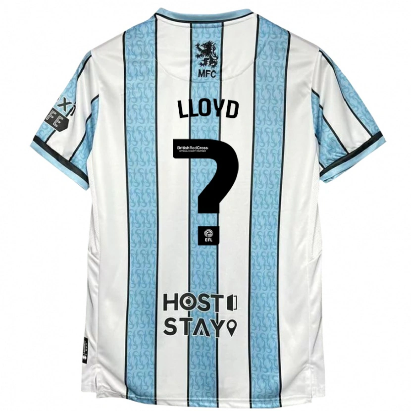 Danxen Uomo Maglia Oliver Lloyd #0 Bianco Blu Kit Gara Away 2024/25 Maglietta