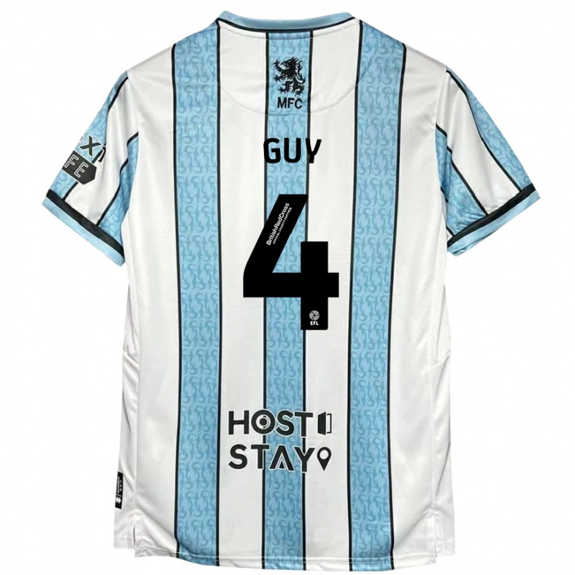 Danxen Uomo Maglia Bethany Guy #4 Bianco Blu Kit Gara Away 2024/25 Maglietta