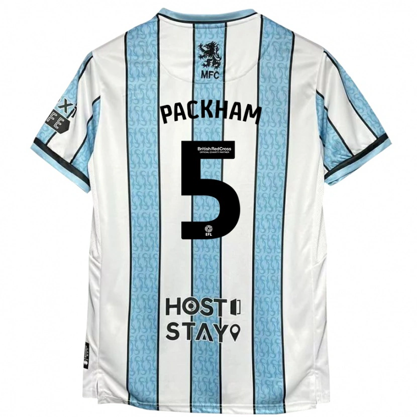 Danxen Uomo Maglia Ellen Packham #5 Bianco Blu Kit Gara Away 2024/25 Maglietta