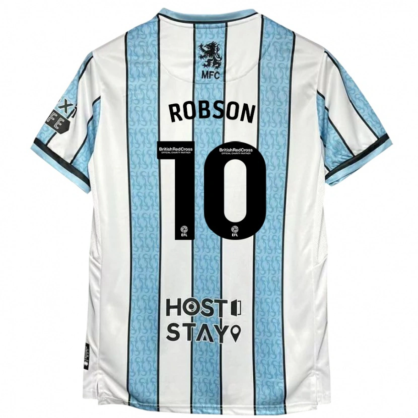 Danxen Uomo Maglia Lauren Robson #10 Bianco Blu Kit Gara Away 2024/25 Maglietta