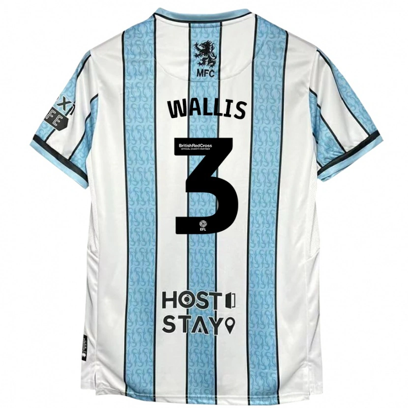 Danxen Uomo Maglia Emma Wallis #3 Bianco Blu Kit Gara Away 2024/25 Maglietta