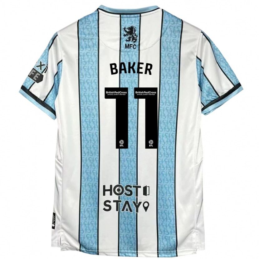 Danxen Uomo Maglia Ella Baker #11 Bianco Blu Kit Gara Away 2024/25 Maglietta
