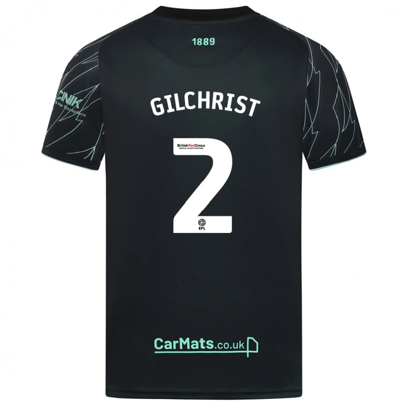 Danxen Uomo Maglia Alfie Gilchrist #2 Nero Verde Kit Gara Away 2024/25 Maglietta