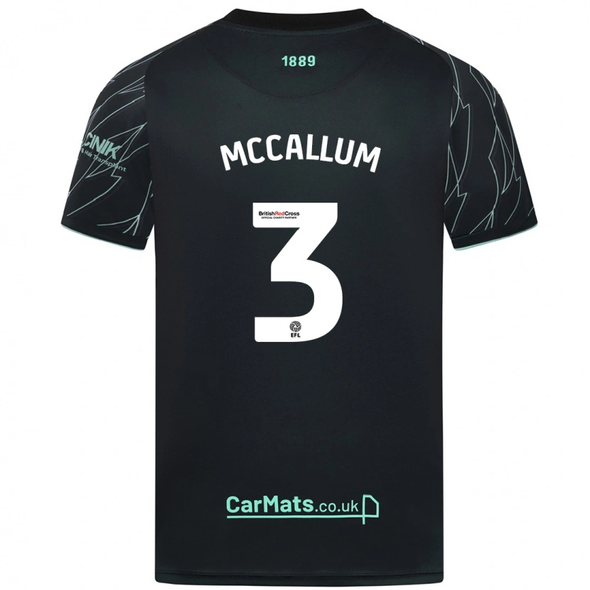 Danxen Uomo Maglia Sam Mccallum #3 Nero Verde Kit Gara Away 2024/25 Maglietta