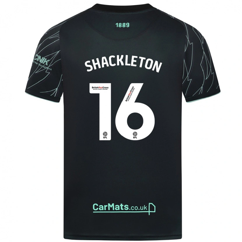 Danxen Uomo Maglia Jamie Shackleton #16 Nero Verde Kit Gara Away 2024/25 Maglietta