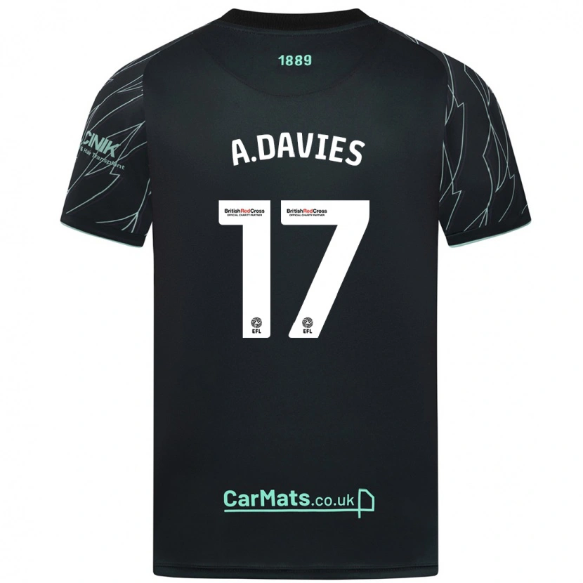 Danxen Uomo Maglia Adam Davies #17 Nero Verde Kit Gara Away 2024/25 Maglietta