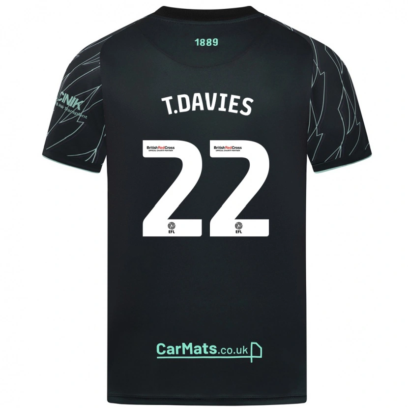 Danxen Uomo Maglia Tom Davies #22 Nero Verde Kit Gara Away 2024/25 Maglietta