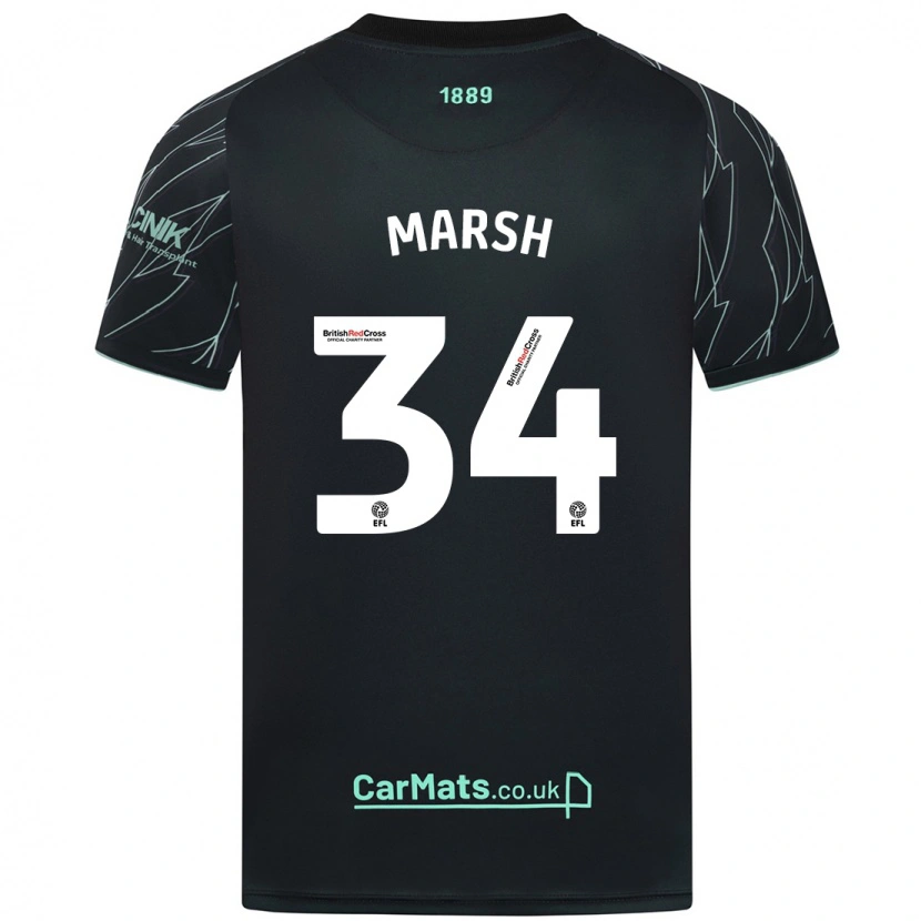 Danxen Uomo Maglia Louie Marsh #34 Nero Verde Kit Gara Away 2024/25 Maglietta